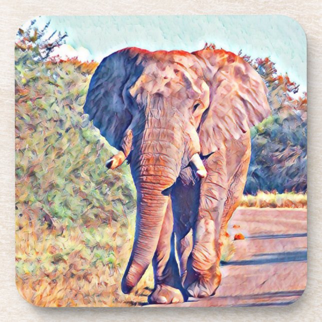 aquarell elephant beverage coaster (Front)