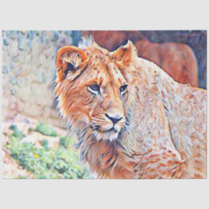 aquarell lion tissue paper