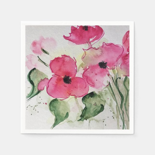 Aquarell rosa Blumen Napkins (Front)