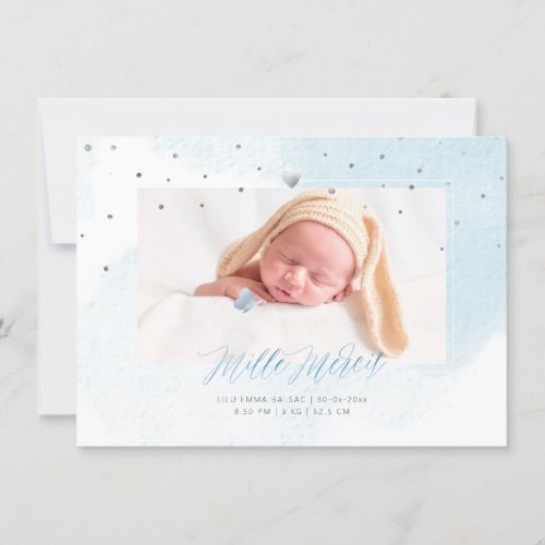 Aquarelle Confettis Remerciement Naissance Fille Invitation