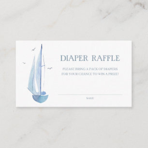 Aquarelle Sailboat Baby Shower Ahoy Boy's Diaper Enclosure Card