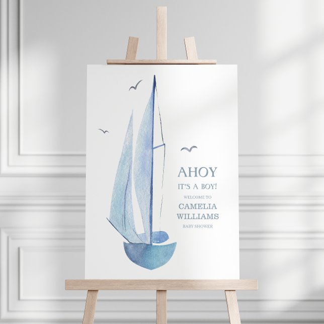 Aquarelle Sailboat Baby Shower Ahoy Boy's Welcome  Foam Board (Creator Uploaded)