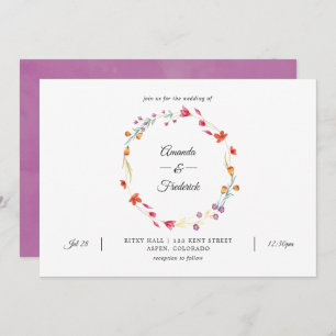 Aquarelle Wildflower Photo Wedding Invitation