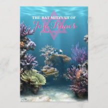 Aquarium Bat Mitzvah Invitation