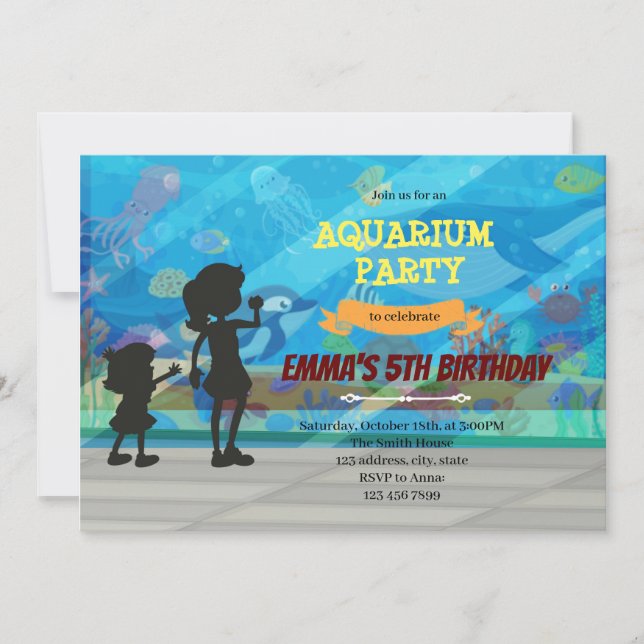 Aquarium birthday party invitation (Front)