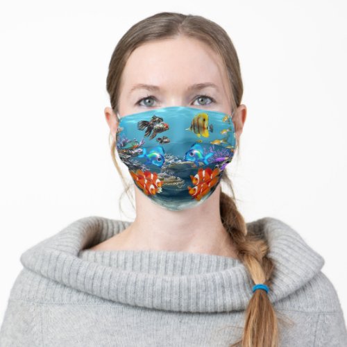 aquarium fish cute adult cloth face mask