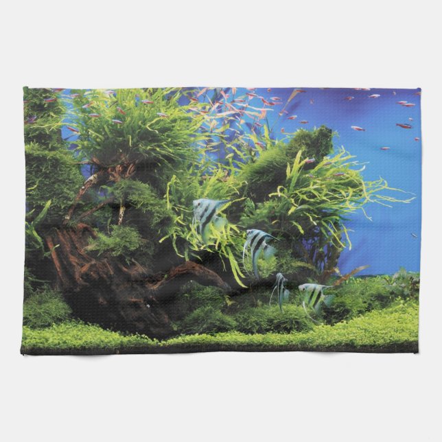 Aquarium Layout of Freshwater Angelfishes Towel (Horizontal)