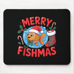 Aquarium Lover Trocal Fiank Christmas Merry Fishma Mouse Pad