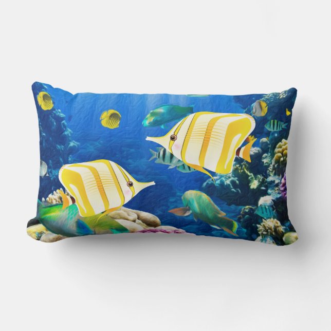 Aquarium Ocean Sea Beach Fish Underwater Photo Lumbar Pillow (Front)