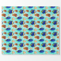 Aquarium Owner Tropical Reef Fish on Coral Wrapping Paper