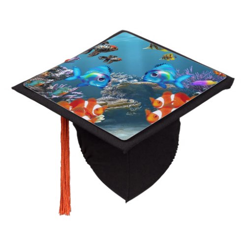 Aquarium Sealife Style Graduation Cap Topper