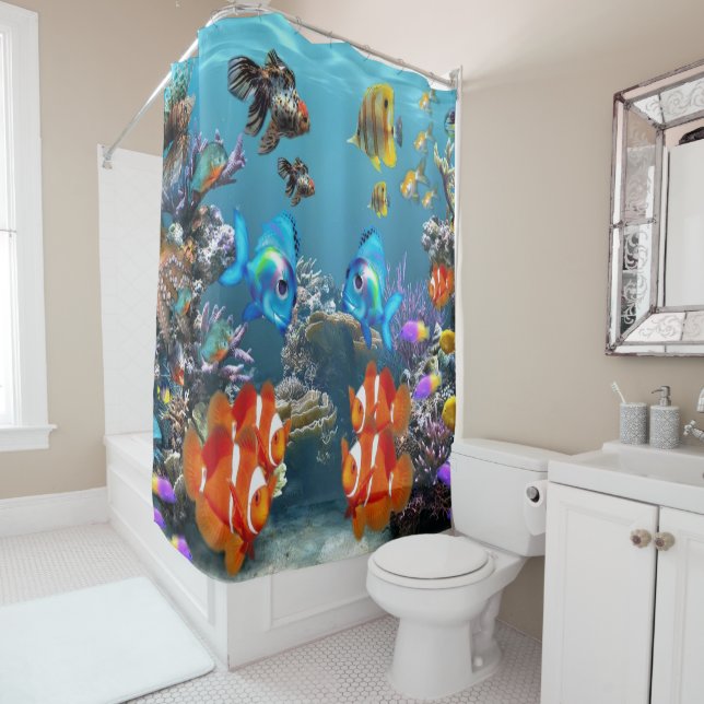 Aquarium Sealife Style Shower Curtain (In Situ)