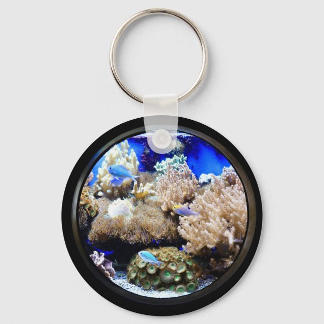 Aquarium Tropical fish and coral Keychain (Front)