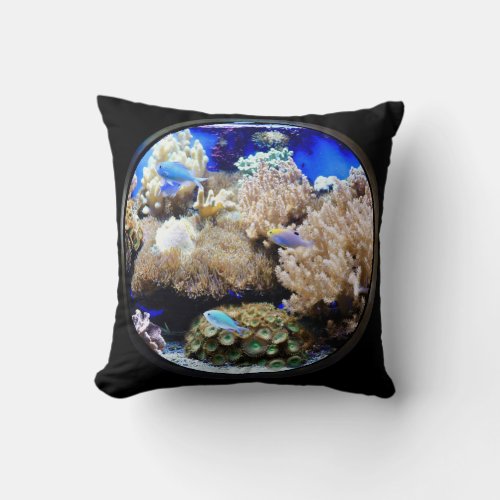 Aquarium Tropical fish and coral saltwater tank Throw Pillow