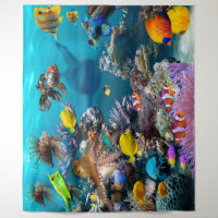 Tapestries Marine Shoal Of Fish Tapestry Wall Hanging Underwater