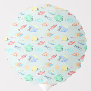 Aquarium - water color fish pattern - light blue balloon