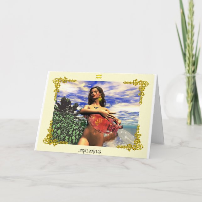 AQUARIUS 3 Zodiac Birthday Card (Front)