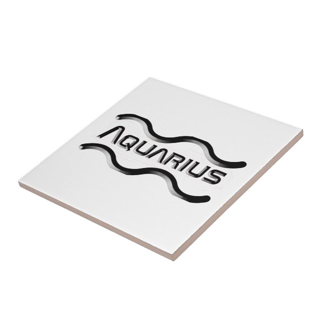 AQUARIUS, Abstract Design of the Zodiac Sign,  Ceramic Tile (Side)