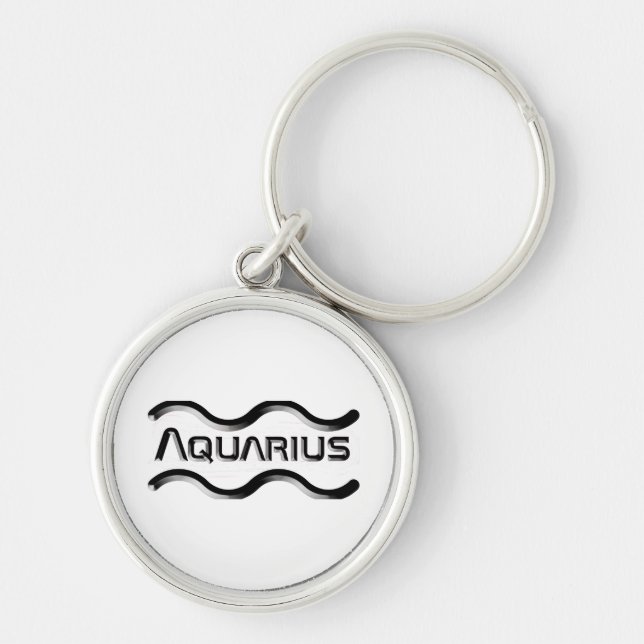 AQUARIUS, Abstract Design of the Zodiac Sign,  Keychain (Front)