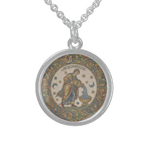 Aquarius Aether: Medieval Alchemical Water-Bearer Sterling Silver Necklace