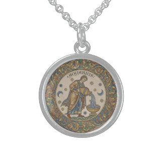 Aquarius Aether: Medieval Alchemical Water-Bearer Sterling Silver Necklace