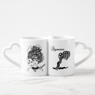 Aquarius and Gemini Zodiac Coffee Mug Set