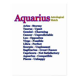 Aquarius Astrological Match jGibney The MUSEUM Zaz Postcard