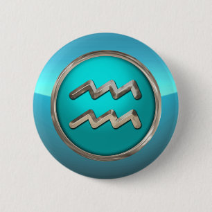 Aquarius Astrological Sign Pinback Button