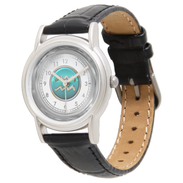 Aquarius Astrological Symbol Watch (Angled)