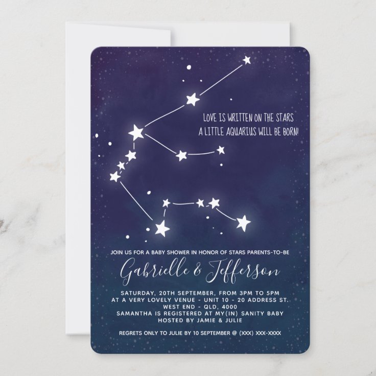 Aquarius Astrology Baby Shower Invitation | Zazzle