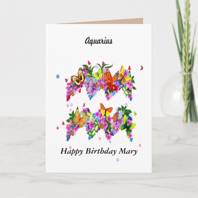 Aquarius Astrology Birthday Card (Front)