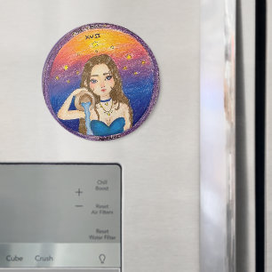 Aquarius Astrology Girl in Blue Starry Sky Magnet