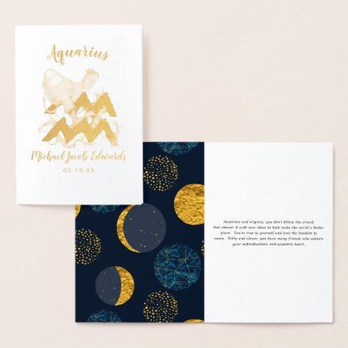 Aquarius Astrology  Personalized Zodiac Sign Foil Card