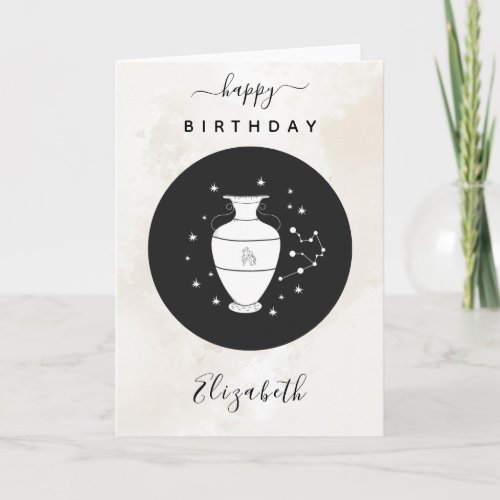 Aquarius Astrology Sign Horoscope Elegant Birthday Card