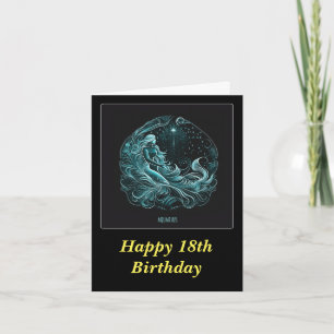 Aquarius Astrology Star Designed Birthday Card