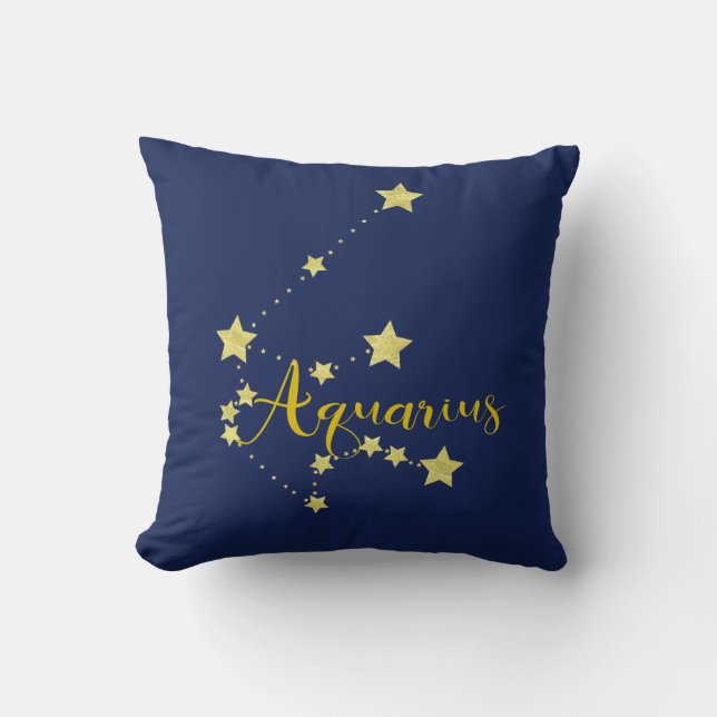 Aquarius Astrology with Constellation of Stars Throw Pillow (Front)