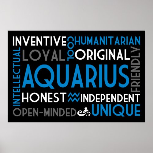 Aquarius Astrology Word Collage Print