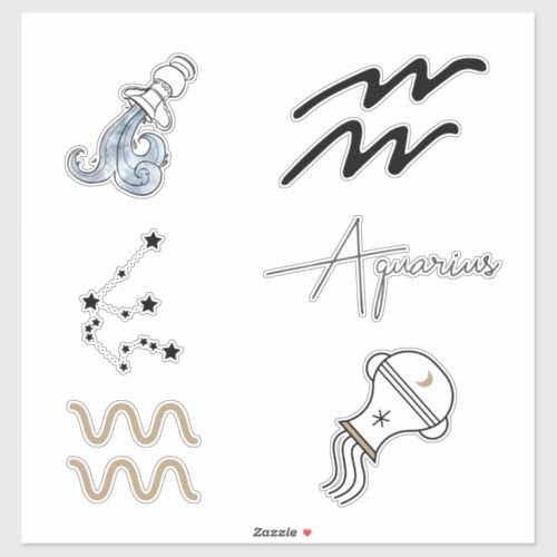 Aquarius astrology zodiac birthday stars sticker