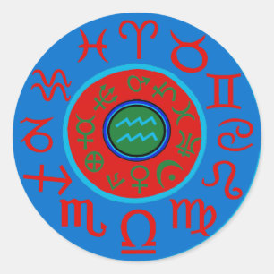 Aquarius Astrology Zodiac Classic Round Sticker