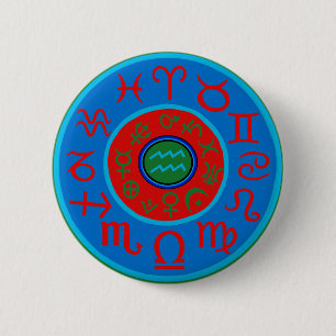 Aquarius Astrology Zodiac Pinback Button