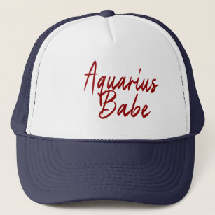 Aquarius Babe Zodiac Symbol Star Sign Birthday  Trucker Hat