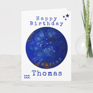 Aquarius Birthday Card, Horoscope Card