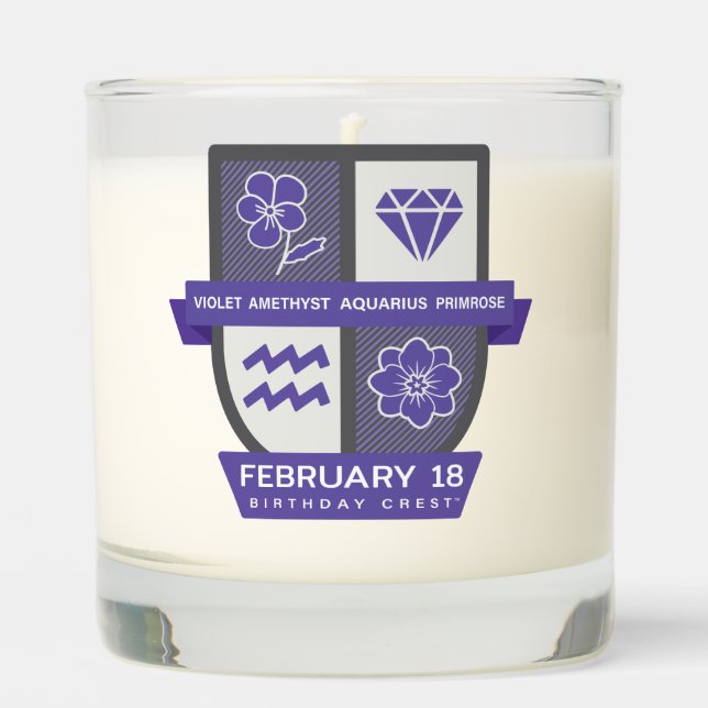 Aquarius Birthday Crest™ for February 1-18 Candle (Front)