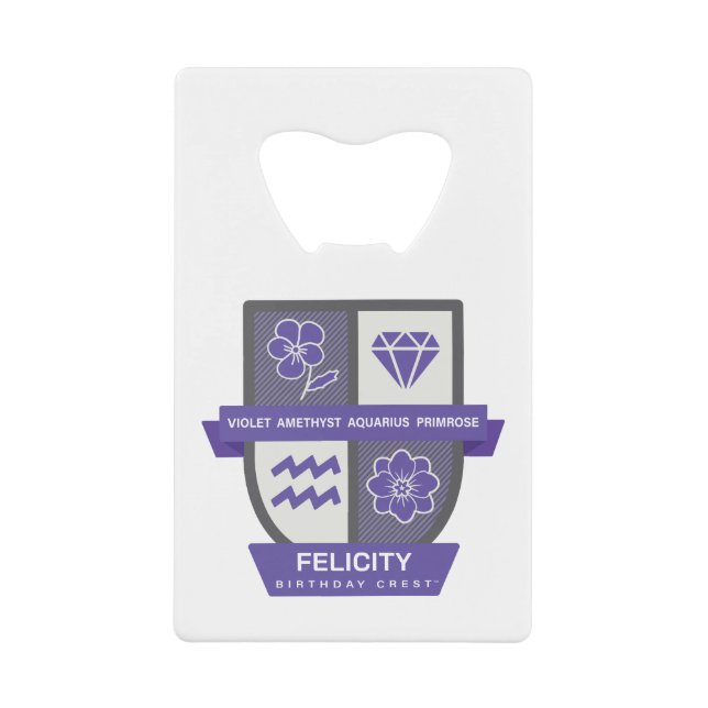 Aquarius Birthday Crest™ for February 1-18 Jewelry Credit Card Bottle Opener (Front)