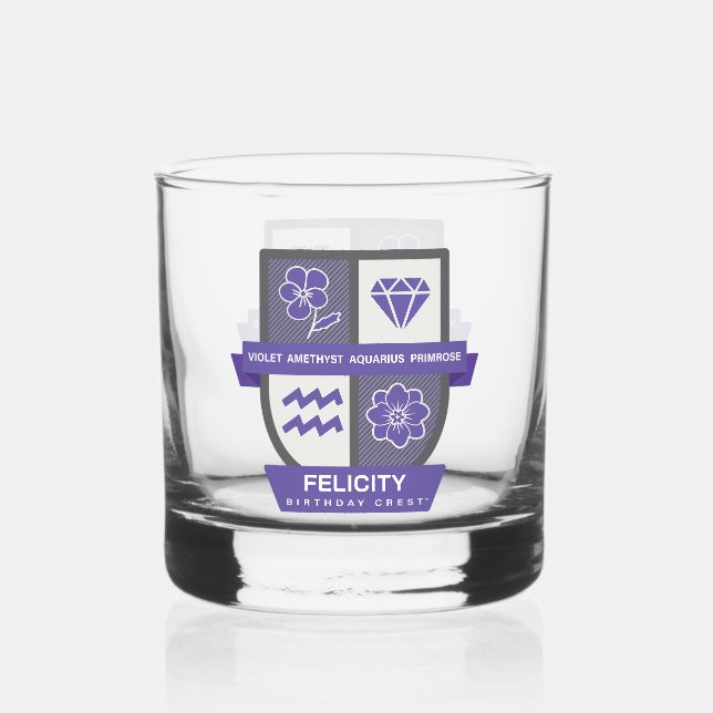 Aquarius Birthday Crest™ for February 1-18 Whiskey Glass (Front)