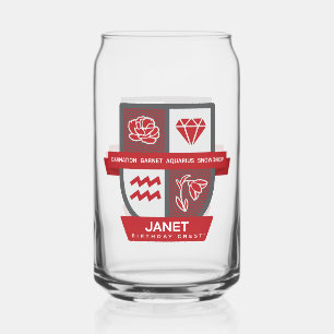 Aquarius Birthday Crest™ for January 20-31 Can Glass
