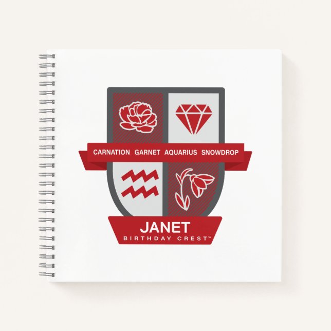 Aquarius Birthday Crest™ for January 20-31 Notebook (Front)