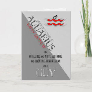 Aquarius Birthday for Him January 21st to February Card