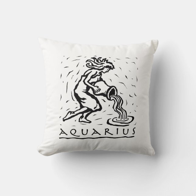 Aquarius Birthday Year Astrological Zodiac Sign Throw Pillow (Front)