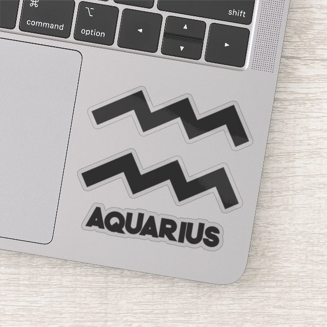 Aquarius Bold Zodiac Sign Horoscope Custom Text Sticker (Detail)